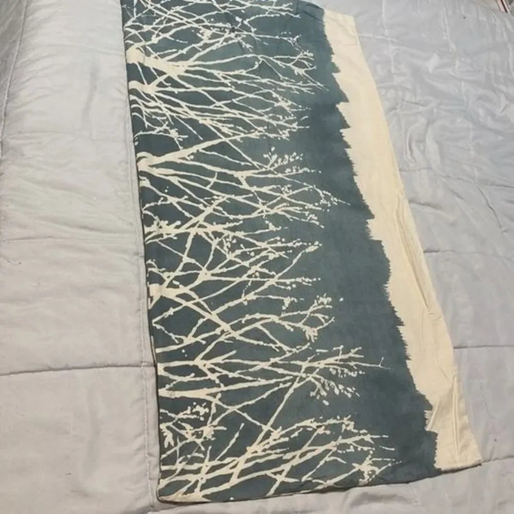 West Elm Forest Abstract Teal White Cream Pillowcase Sham King